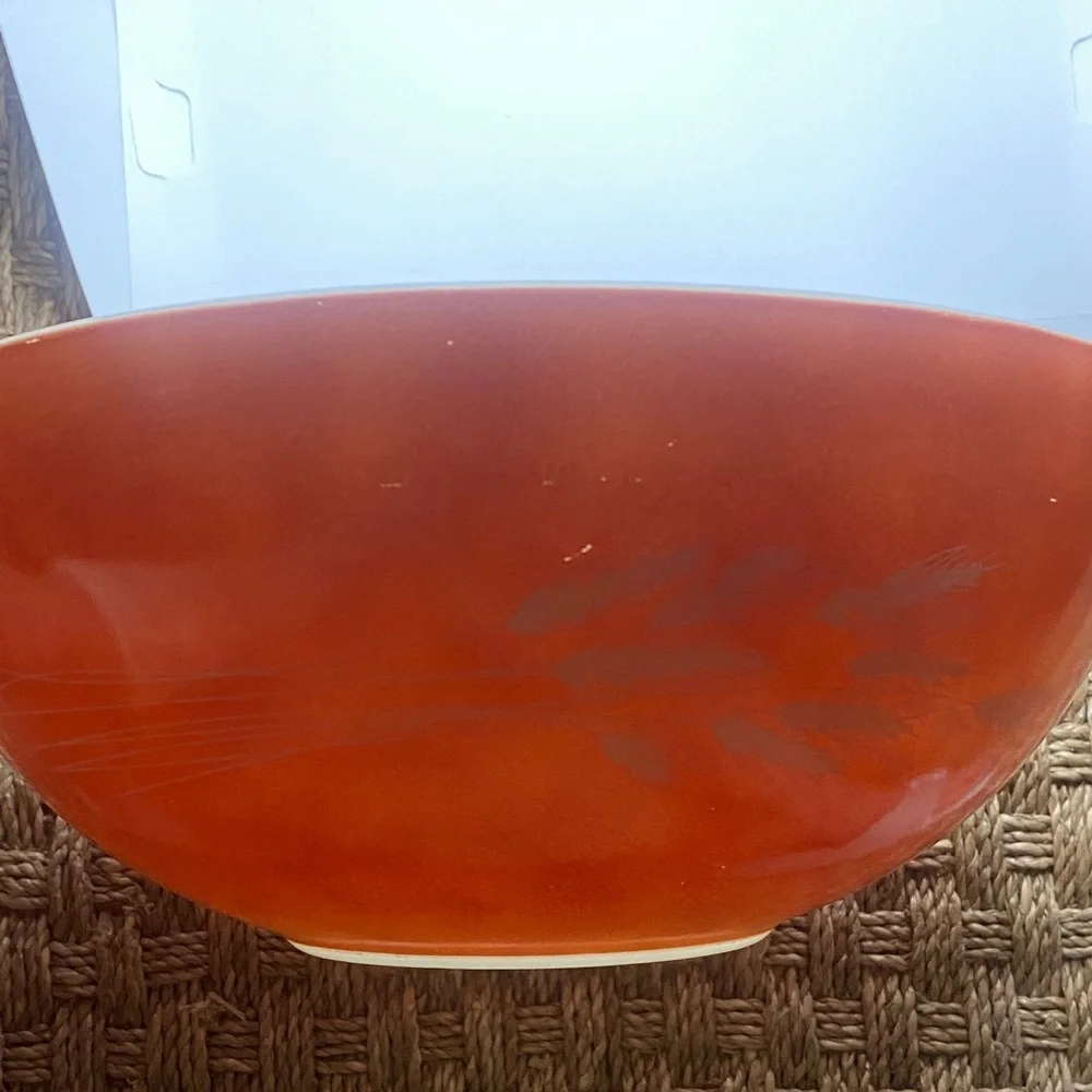 Pyrex Vintage Burnt Orange Harvest Wheat Pattern Mixing Bowl sz 444